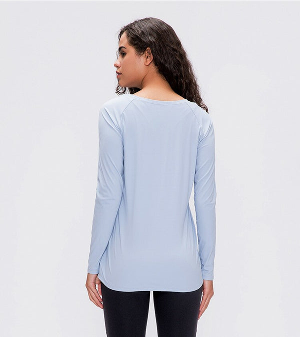 Workout Shirts for Women Nylon Spandex Yoga Long Sleeved Shirts Womens Breathable Lightweight Loose Running Sport Tops | Vimost Shop.
