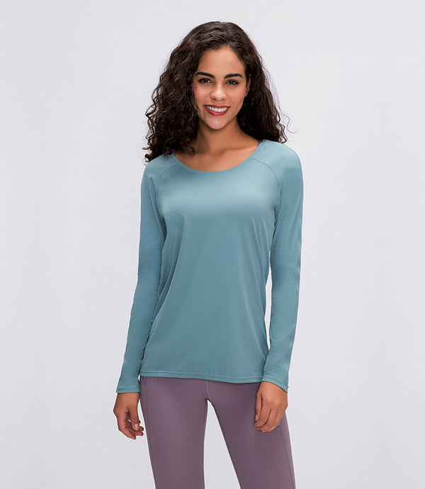 Workout Shirts for Women Nylon Spandex Yoga Long Sleeved Shirts Womens Breathable Lightweight Loose Running Sport Tops | Vimost Shop.