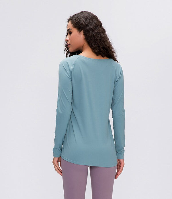 Workout Shirts for Women Nylon Spandex Yoga Long Sleeved Shirts Womens Breathable Lightweight Loose Running Sport Tops | Vimost Shop.
