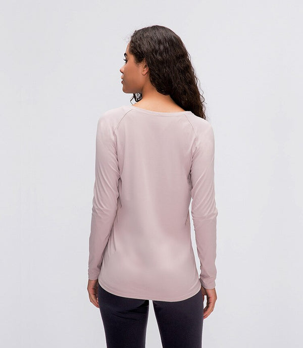Workout Shirts for Women Nylon Spandex Yoga Long Sleeved Shirts Womens Breathable Lightweight Loose Running Sport Tops | Vimost Shop.