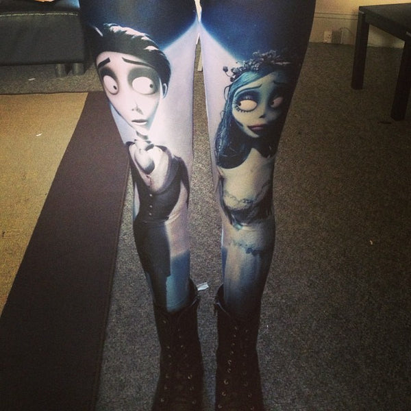Hot! Autumn Custom Lddies Fitness CORPSE BRIDE LEGGINGS Digital Printed Milk Vintage Plus Size Pants For Women Leggings | Vimost Shop.