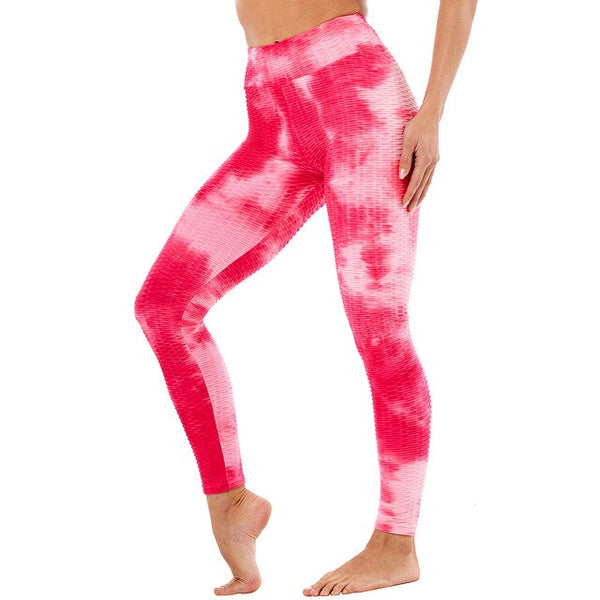 Tie-dye Booty Yoga Pants Women Fitness High Waisted Ruched Butt Lift Textured Scrunch Leggings Booty Tights Running | Vimost Shop.