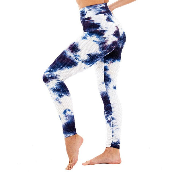 Tie-dye Booty Yoga Pants Women Fitness High Waisted Ruched Butt Lift Textured Scrunch Leggings Booty Tights Running | Vimost Shop.