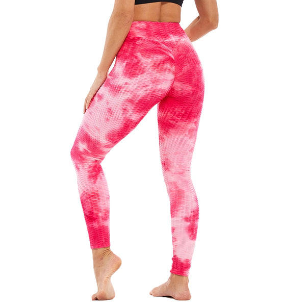 Tie-dye Booty Yoga Pants Women Fitness High Waisted Ruched Butt Lift Textured Scrunch Leggings Booty Tights Running | Vimost Shop.