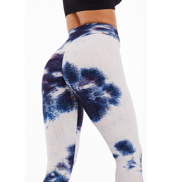 Tie-dye Booty Yoga Pants Women Fitness High Waisted Ruched Butt Lift Textured Scrunch Leggings Booty Tights Running | Vimost Shop.