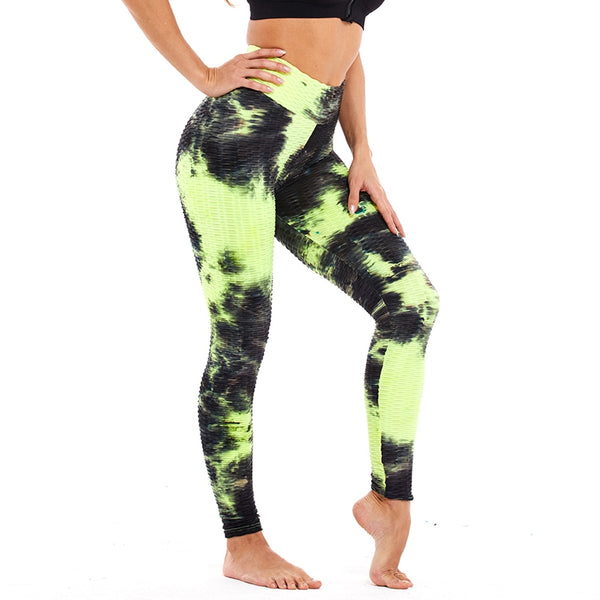 Tie-dye Booty Yoga Pants Women Fitness High Waisted Ruched Butt Lift Textured Scrunch Leggings Booty Tights Running | Vimost Shop.