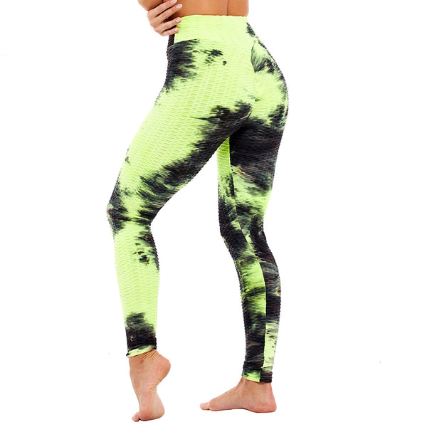 Tie-dye Booty Yoga Pants Women Fitness High Waisted Ruched Butt Lift Textured Scrunch Leggings Booty Tights Running | Vimost Shop.