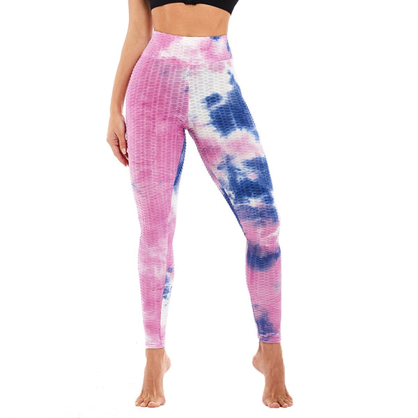 Tie-dye Booty Yoga Pants Women Fitness High Waisted Ruched Butt Lift Textured Scrunch Leggings Booty Tights Running | Vimost Shop.
