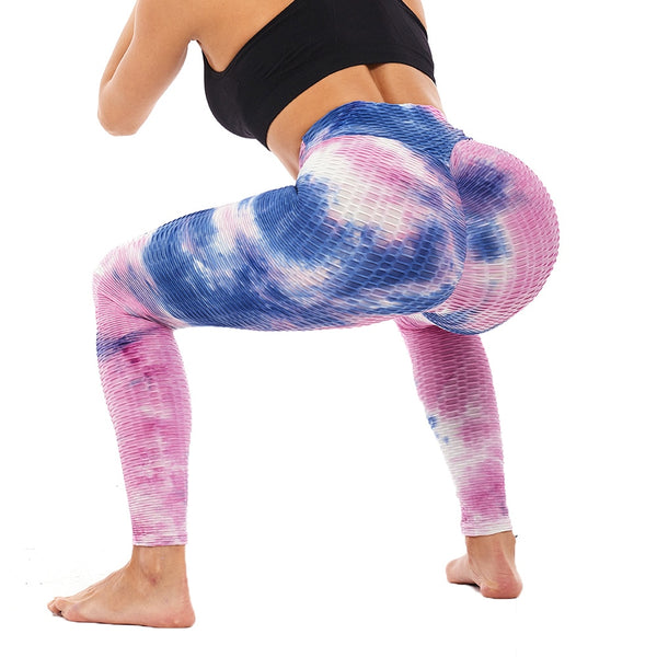 Tie-dye Booty Yoga Pants Women Fitness High Waisted Ruched Butt Lift Textured Scrunch Leggings Booty Tights Running | Vimost Shop.