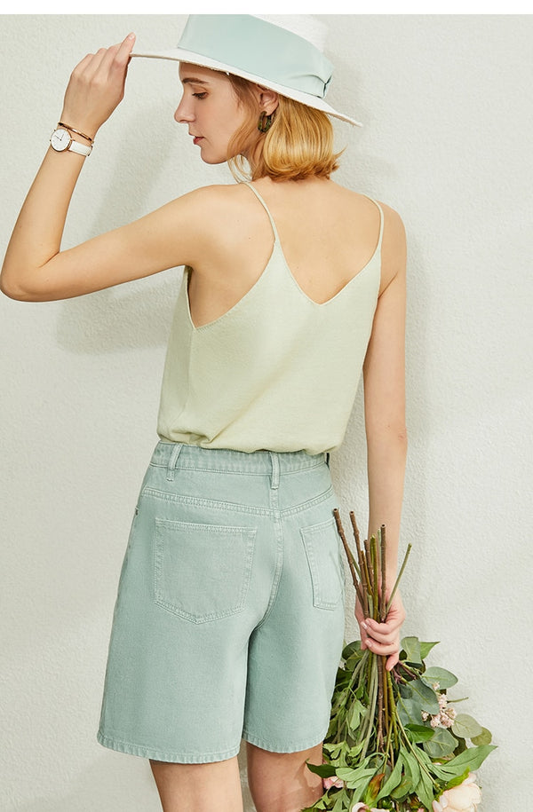 Minimalism Spring Summer Knitted Soft Solid Vest tops Women Causal Vneck sleeveless Camisole Top Women | Vimost Shop.