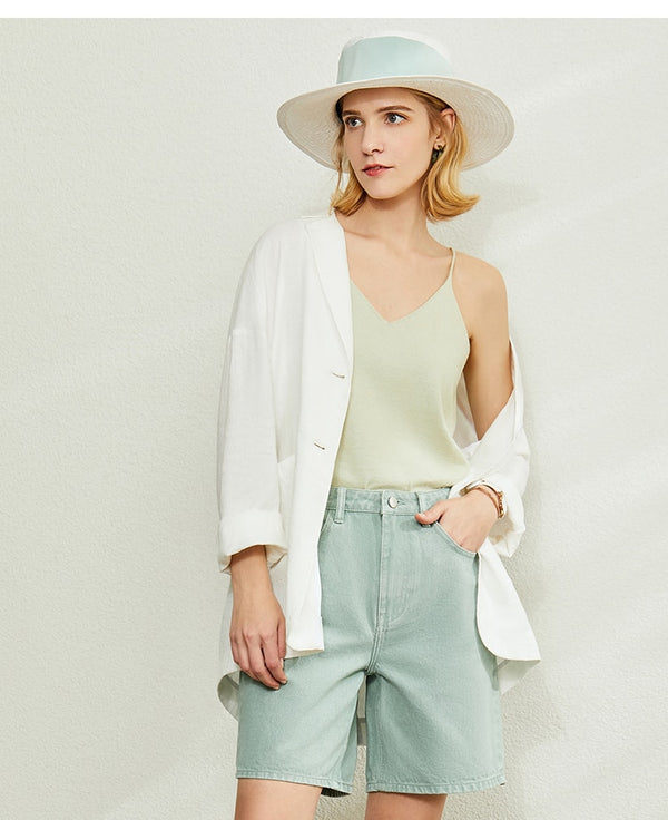 Minimalism Spring Summer Knitted Soft Solid Vest tops Women Causal Vneck sleeveless Camisole Top Women | Vimost Shop.