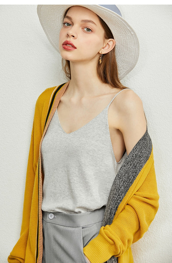 Minimalism Spring Summer Knitted Soft Solid Vest tops Women Causal Vneck sleeveless Camisole Top Women | Vimost Shop.