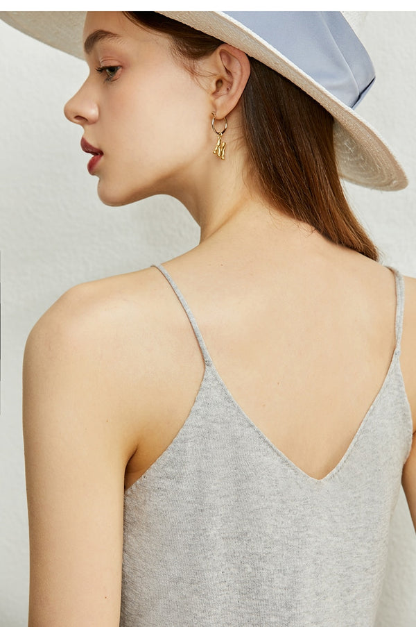Minimalism Spring Summer Knitted Soft Solid Vest tops Women Causal Vneck sleeveless Camisole Top Women | Vimost Shop.
