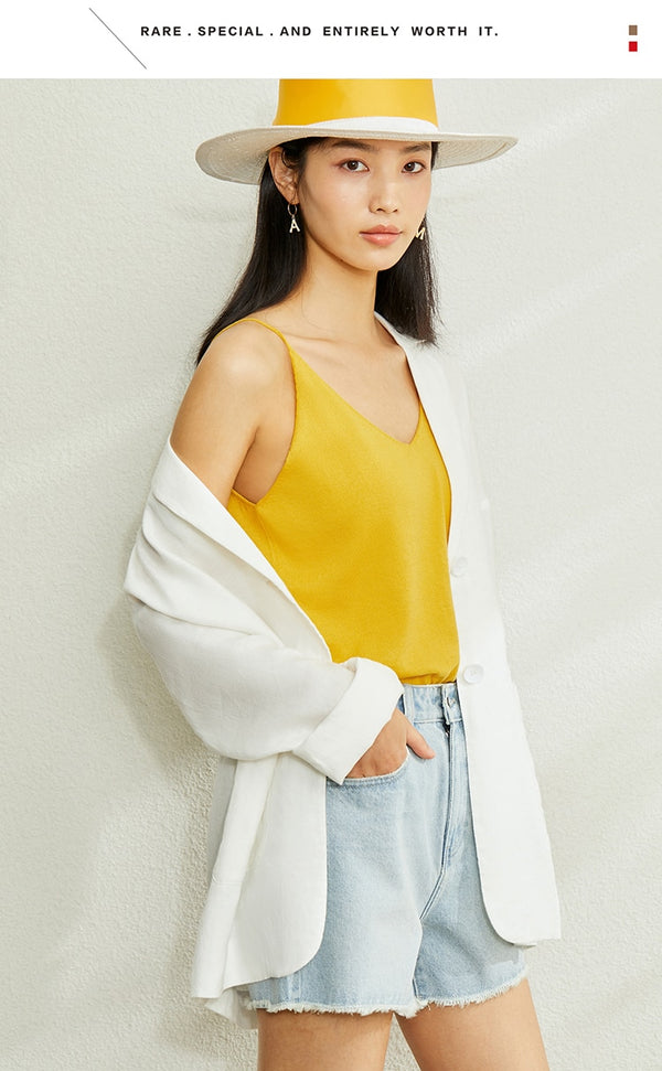 Minimalism Spring Summer Knitted Soft Solid Vest tops Women Causal Vneck sleeveless Camisole Top Women | Vimost Shop.