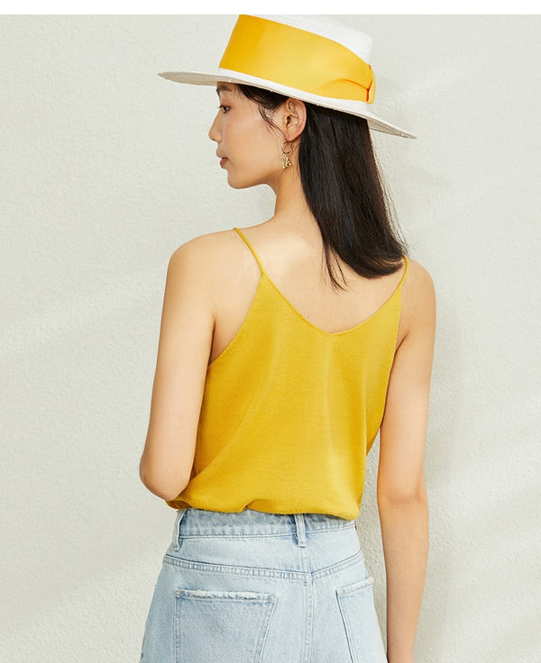 Minimalism Spring Summer Knitted Soft Solid Vest tops Women Causal Vneck sleeveless Camisole Top Women | Vimost Shop.