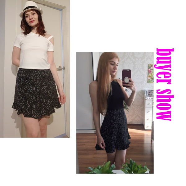 Women Dots Mini Skirt Green White Saia High Waistline Faldas sexy Skirts Summer | Vimost Shop.