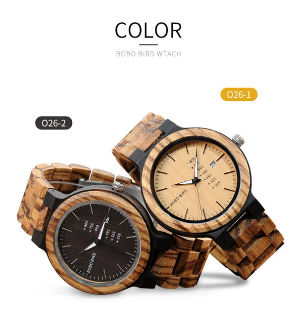 Men Wristwatches Quartz Movement Complete Calendar Wood Watch Week Display relogio masculino in Gift Box | Vimost Shop.