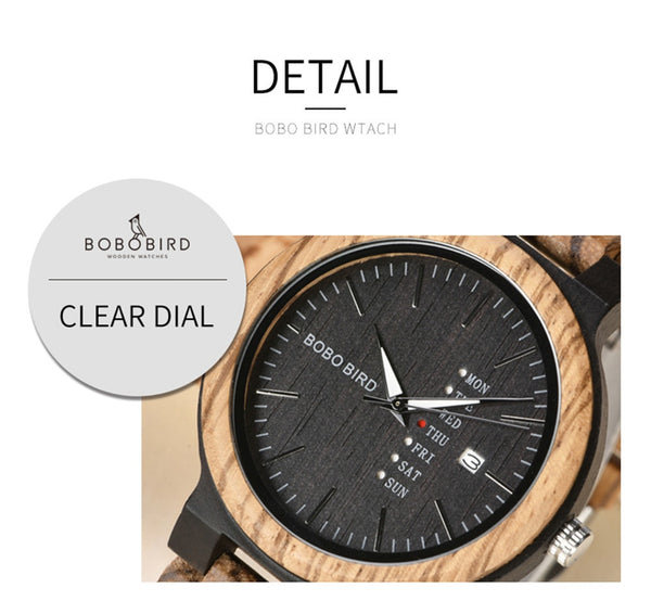 Men Wristwatches Quartz Movement Complete Calendar Wood Watch Week Display relogio masculino in Gift Box | Vimost Shop.