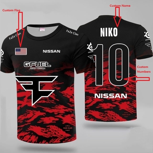 LOL CSGO Top Team Faze Uniform Jersey Niko Fans T-shirt Men Women Faze Clan Custom ID T shirts Rain Tee Shirt Custom Flag | Vimost Shop.