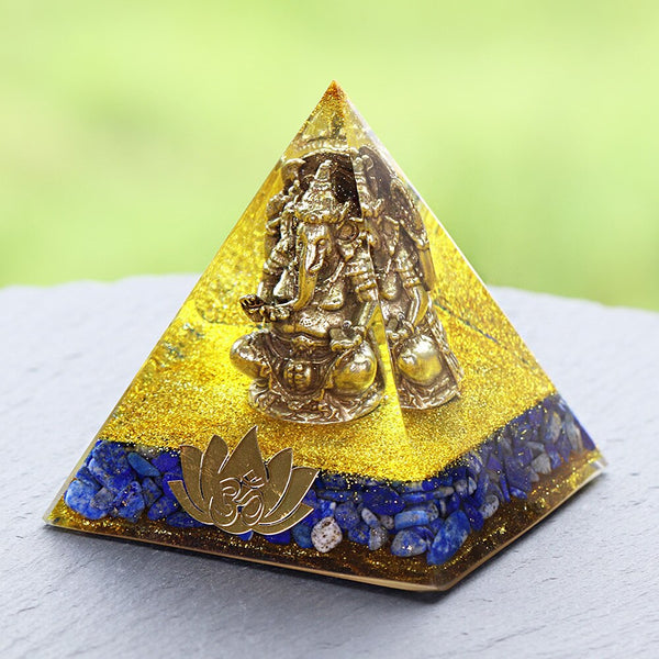 Orgone Pyramid Copper Ganesha Resin Craft Natural Lapis Lazuli Reiki Healing Spiritual Craft Decoration Gift | Vimost Shop.