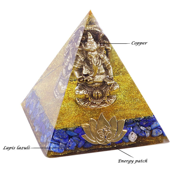 Orgone Pyramid Copper Ganesha Resin Craft Natural Lapis Lazuli Reiki Healing Spiritual Craft Decoration Gift | Vimost Shop.