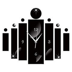 Luxury 3D Black Digital Mirror Silver Wall Clock Modern Design Home Decor Watch Wall Sticker For Home Decoration