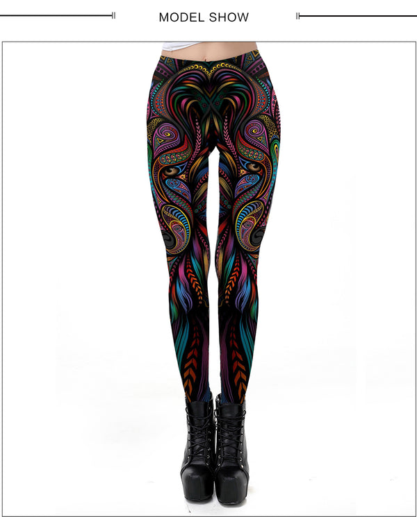 Mask Paisley Mandala Skull Leggings for Women Leggins Digital Print Sexy Fantastic Ankle Pant | Vimost Shop.
