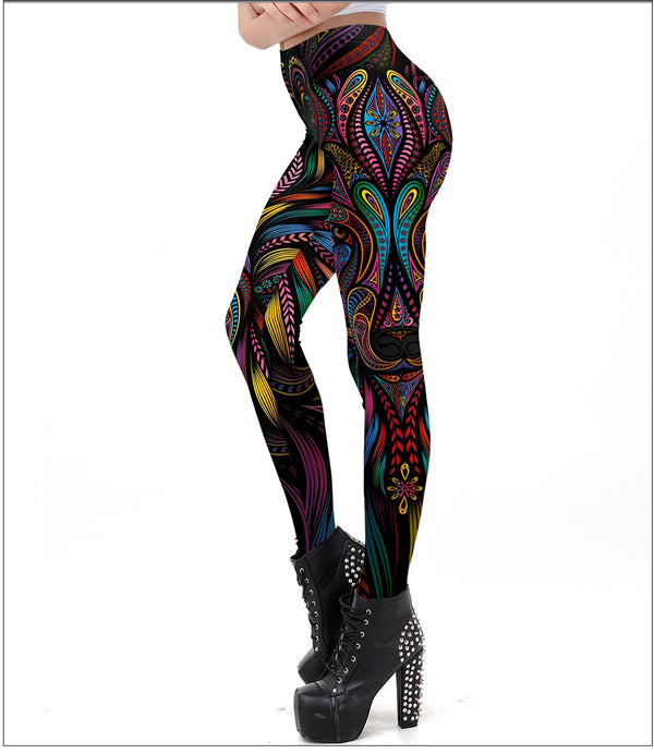 Mask Paisley Mandala Skull Leggings for Women Leggins Digital Print Sexy Fantastic Ankle Pant | Vimost Shop.
