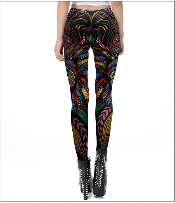 Mask Paisley Mandala Skull Leggings for Women Leggins Digital Print Sexy Fantastic Ankle Pant | Vimost Shop.