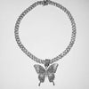 Iced Out Butterfly Necklace Chain for Women Wholesale New Crystal Rhinestone Pink Gold Cuban Link Choker Necklace Party | Vimost Shop.