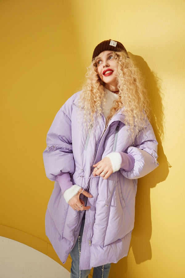 Local Delivery Solid Drawstring Pocket Zip Down Jacket Women Oversize Coat Autumn Casual Female Outwear | Vimost Shop.