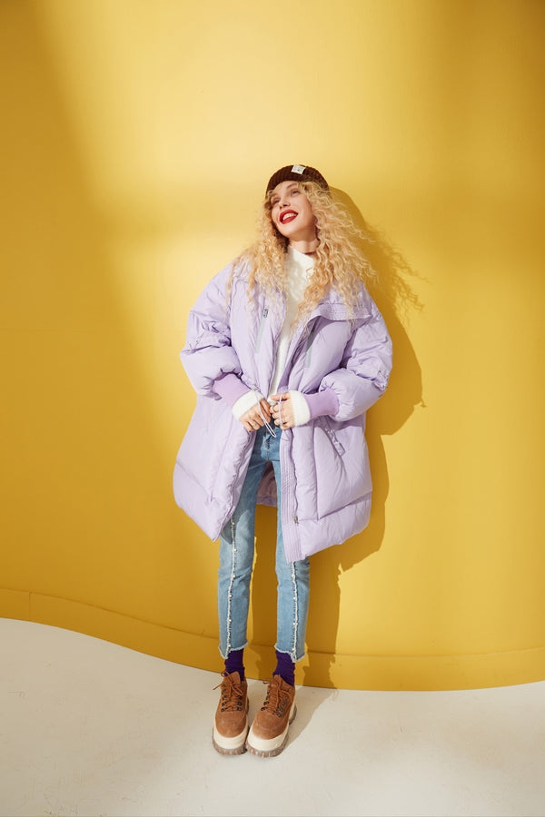 Local Delivery Solid Drawstring Pocket Zip Down Jacket Women Oversize Coat Autumn Casual Female Outwear | Vimost Shop.