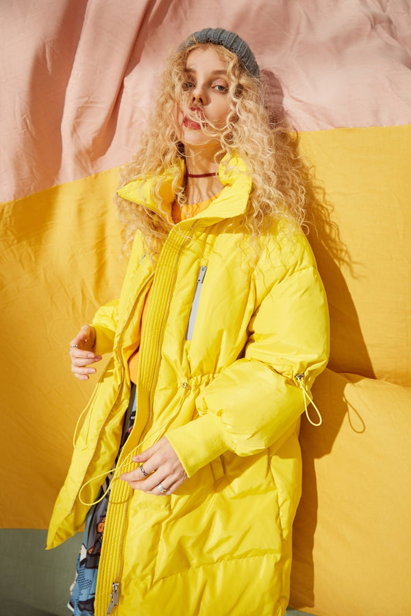 Local Delivery Solid Drawstring Pocket Zip Down Jacket Women Oversize Coat Autumn Casual Female Outwear | Vimost Shop.