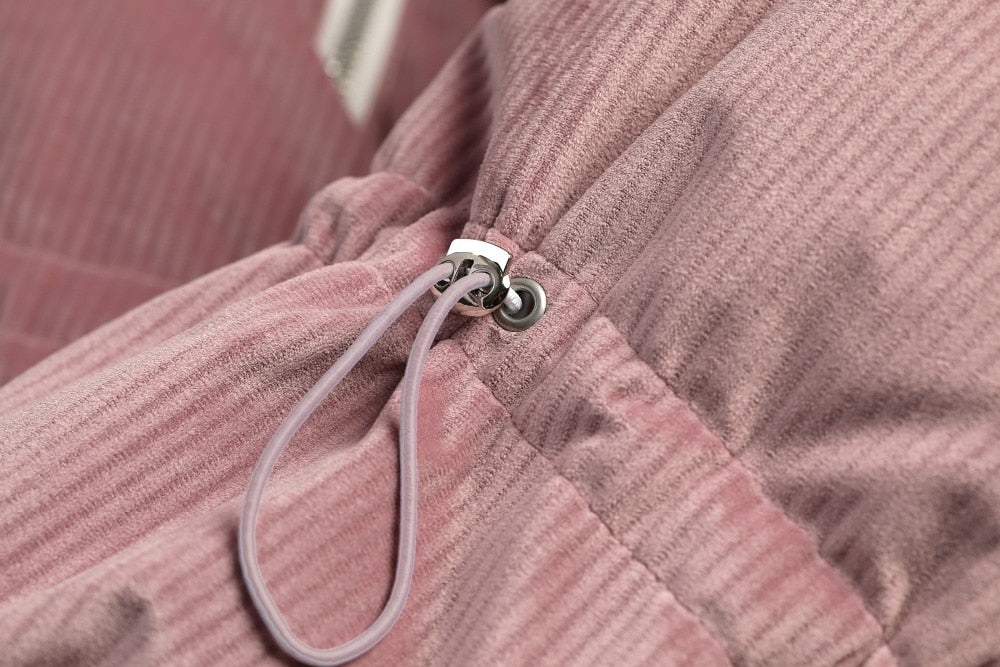 Local Delivery Solid Drawstring Pocket Zip Down Jacket Women Oversize Coat Autumn Casual Female Outwear | Vimost Shop.