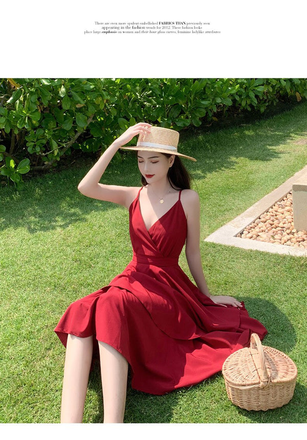 Summer Ruffles Sexy Dress Women Red Spaghetti Strap V Neck Backless Dresses Mini Zipper Club Party Female Dress Vestidos | Vimost Shop.