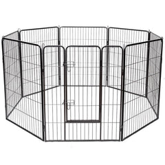 40" 8 Metal Panel Heavy Duty Pet Playpen Dog Fences Black Security Gate Supplies for Pets PS7067