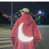 Moon Reflective print Hoodies Men's Sweatshirt Orange Autumn Winter Sweatshirts Men Streetwear Cool korean Loose Hoodies Male | Vimost Shop.