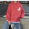 Moon Reflective print Hoodies Men's Sweatshirt Orange Autumn Winter Sweatshirts Men Streetwear Cool korean Loose Hoodies Male | Vimost Shop.
