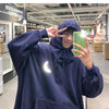Moon Reflective print Hoodies Men's Sweatshirt Orange Autumn Winter Sweatshirts Men Streetwear Cool korean Loose Hoodies Male | Vimost Shop.