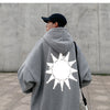 Moon Reflective print Hoodies Men's Sweatshirt Orange Autumn Winter Sweatshirts Men Streetwear Cool korean Loose Hoodies Male | Vimost Shop.
