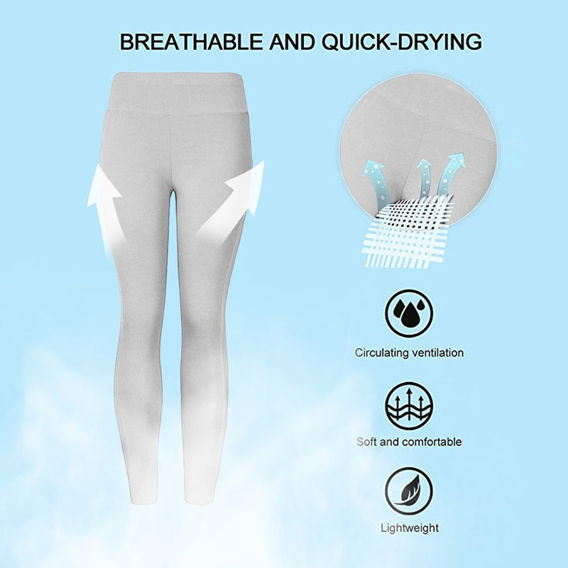 Women Leggings Running Fitness Yoga Pants With Pocket Solid Sports Gym Workout Athletic Elasticity Pants Tights Trousers | Vimost Shop.