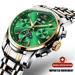 Luxury Men Watches Automatic Green Watch Men Stainless Steel Waterproof Business Sport Mechanical Wristwatch