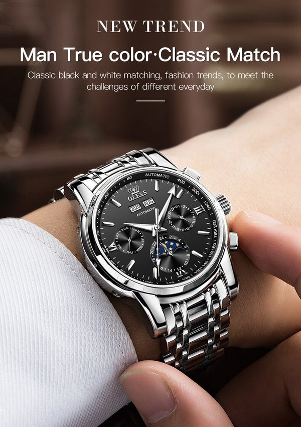 Luxury Men Watches Automatic Green Watch Men Stainless Steel Waterproof Business Sport Mechanical Wristwatch | Vimost Shop.