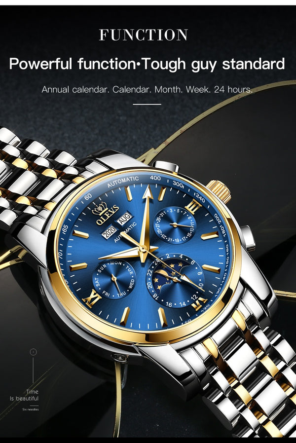 Luxury Men Watches Automatic Green Watch Men Stainless Steel Waterproof Business Sport Mechanical Wristwatch | Vimost Shop.