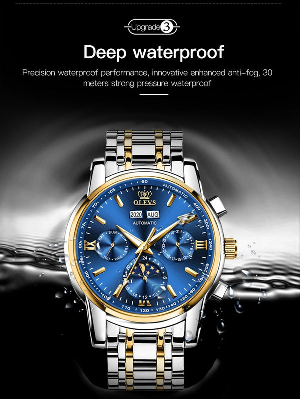 Luxury Men Watches Automatic Green Watch Men Stainless Steel Waterproof Business Sport Mechanical Wristwatch | Vimost Shop.