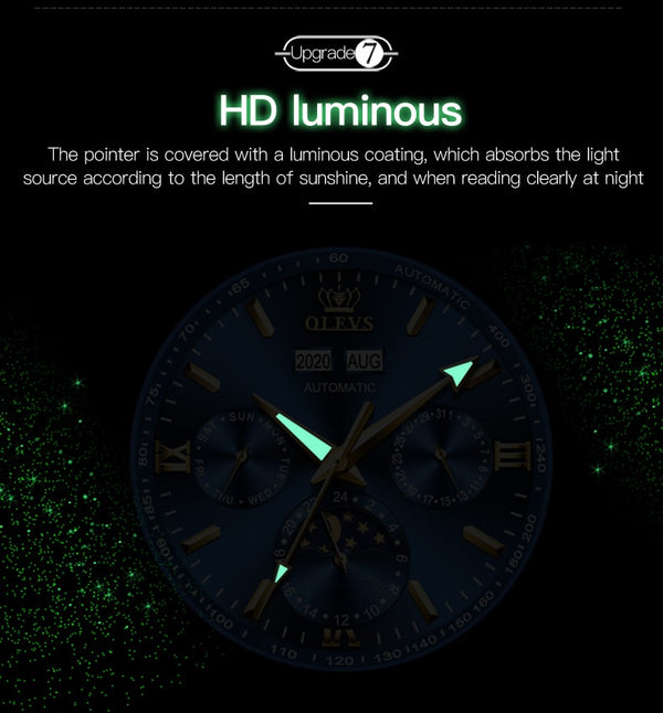 Luxury Men Watches Automatic Green Watch Men Stainless Steel Waterproof Business Sport Mechanical Wristwatch | Vimost Shop.