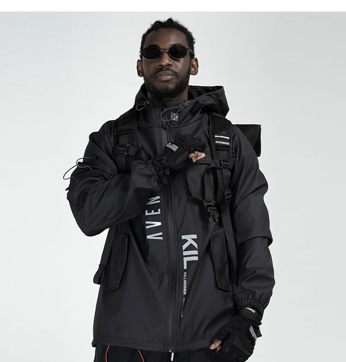 Multi Pockets Cargo Jackets Men Windbreaker Hip Hop Streetwear Outdoor Techwear Jackets Harajuku Cargo Coats | Vimost Shop.