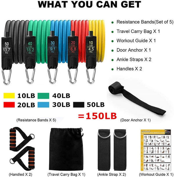 Resistance Bands Set Exercise Bands with Door Anchor Legs Ankle Straps for Resistance Training Physical Therapy Home Workouts | Vimost Shop.