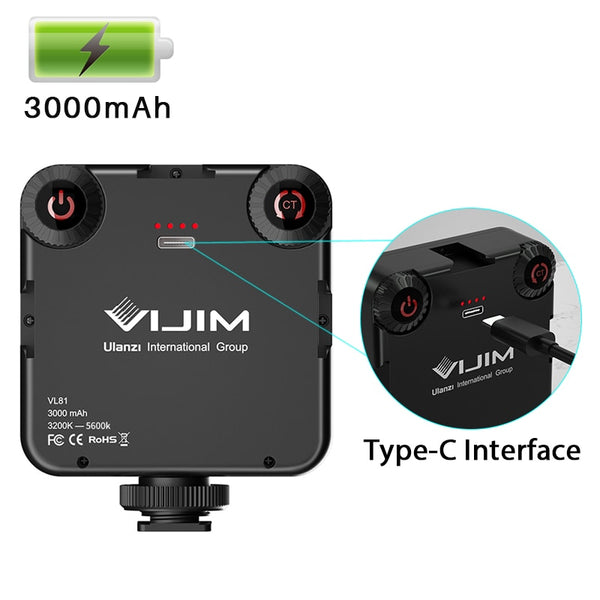 VIJIM VL81 3200k-5600K 850LM 6.5W Dimmable Mini LED Video Light Smartphone SLR Camera Rechargable Vlog Fill Light | Vimost Shop.