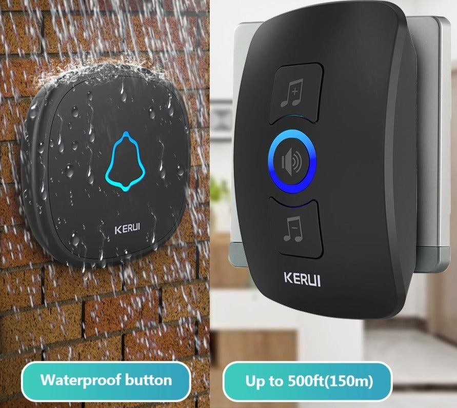 Home Security Welcome Wireless Doorbell Smart Chimes Doorbell Alarm LED light 32 Songs with Waterproof Touch Button | Vimost Shop.